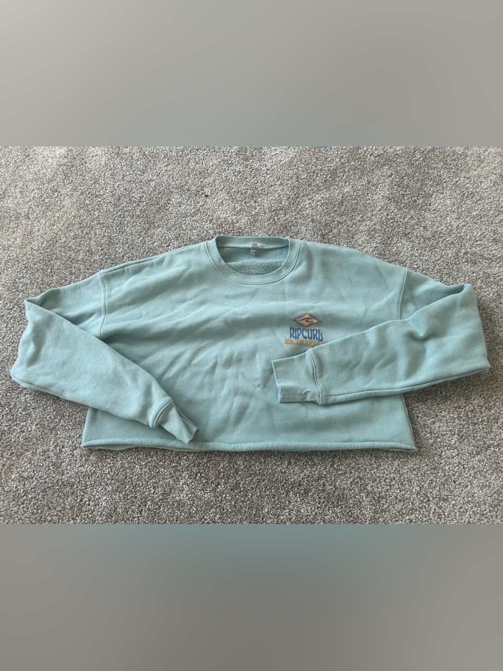 Rip Curl Ron Jon Surf Shop Green Graphic Cropped Crewneck